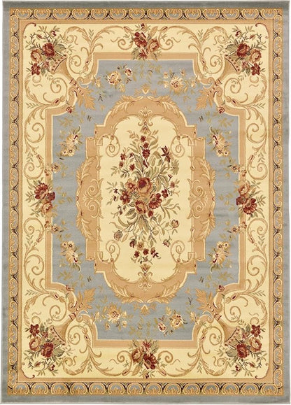 Rugs.com Chateau Collection Rug – 8' x 11' Light Blue Medium Rug Perfect for Living Rooms, Large Dining Rooms, Open Floorplans