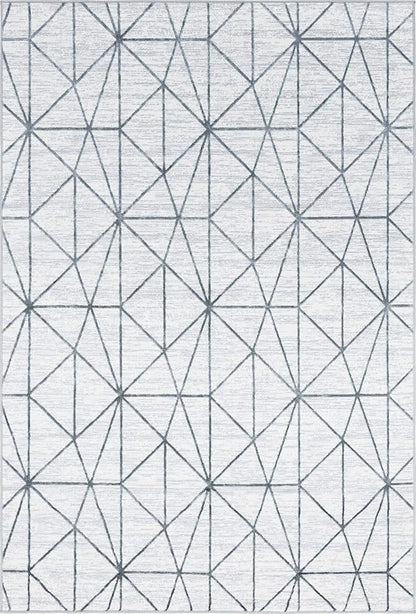 Rugs.com Lattice Trellis Collection Rug – 6' x 9' White Low-Pile Rug Perfect for Living Rooms, Large Dining Rooms, Open Floorplans
