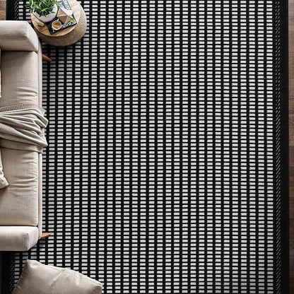 Beverly Rug Micro Loop Area Rug Black/White 6x9 Geometric Modern Luxury Zebra Durable Soft Indoor Rugs for Living Dining Room Office Stain Resistant Non Shedding Casual Indoor Carpet 6 x 9
