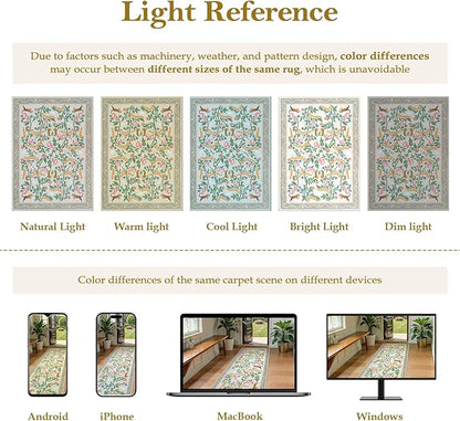 Collive Runners Rug for Hallway 2.6x8, Jungle Animal Washable Kitchen Runner Carpet Non Slip Soft Bathroom Mats, Beige Low Pile Stain Resistant Entryway Rugs for Bedroom, Indoor Decor