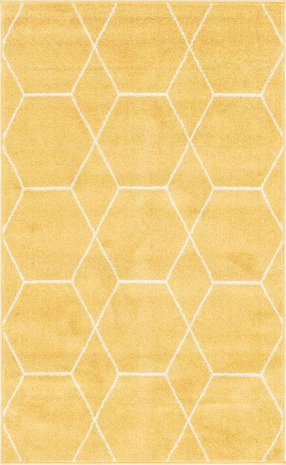 Unique Loom Trellis Frieze Collection Area Rug - Geometric (3' 3" x 5' 3", Yellow/ Ivory)