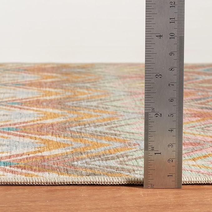 Dash & Albert Seneca Stone Machine Washable Rug, 3 X 5 Feet, Multi Graphic Pattern