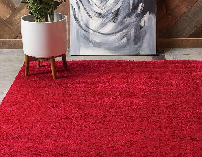 Unique Loom Solo Collection Area Rug - Calabasas (5' 3" x 7' 7" Rectangle, Red)