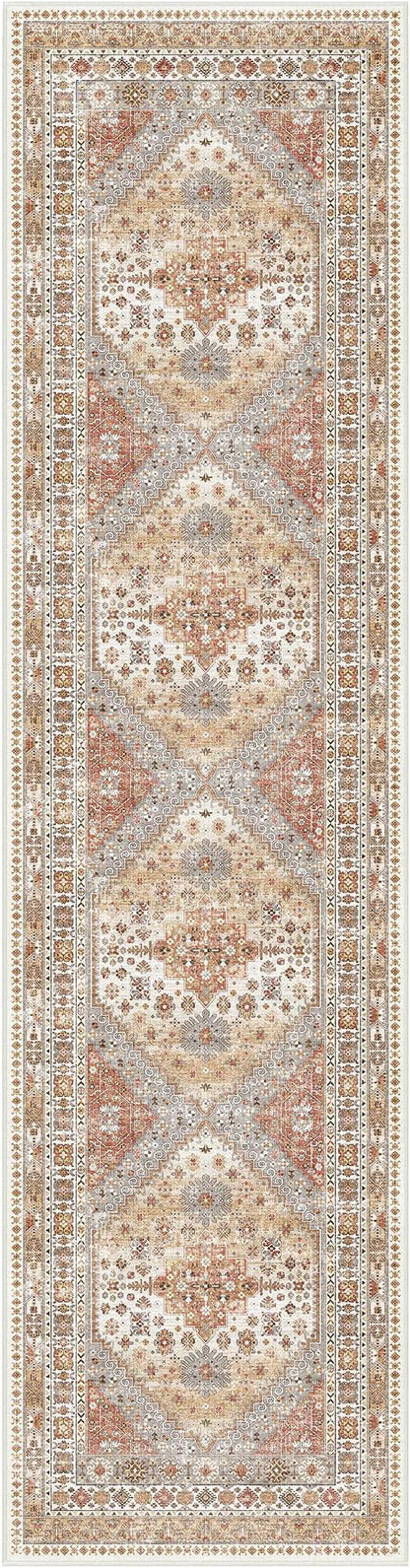 zesthome Washable Runner Rug 2.5x10 - Stain Resistant Entryway Rug,Ultra-Thin Kitchen Rugs, Anti Slip Backing Runner Rugs for Entrance Laundry Room Indoor Hallway (Orange,2.5'x10')