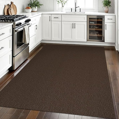 EARTHALL Washable Area Rugs 5x7 Ft Non Slip Living Room Rugs Cotton Rubber Backed Dining Room Rug Braided Bedroom Rugs Indoor Outdoor Floor Carpet for Living Room, Bedroom, Dining Room, Brown/Coffee