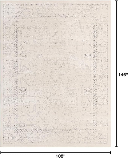 Unique Loom Isabella Collection Area Rug - Adjani (9' x 12' 2" Rectangle, White/ Blue)
