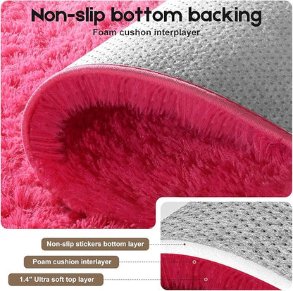 6x9 Area Rugs for Living Room, Fluffy Large Rugs for Bedroom, Soft Shag Fuzzy Non-Slip Carpet for Kids Boys and Girls Nursery Room Dorm Indoor Home Decor (Hot Pink, 6ft x 9ft)