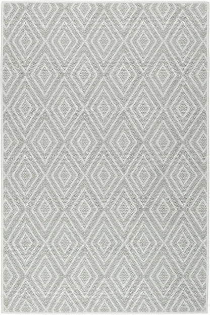 Dash and Albert Diamond Machine Washable Area Rug - 4' x 6' Platinum/White - Diamond Accent Rug - Anti-Slip Backing, Lightweight, Machine Washable, High Traffic Areas Kitchen, Mudroom, Laundry Room