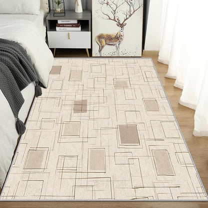 Geometric Rug, Washable 3x5 Rug for Living Room, Modern Abstract Patterned Indoor Carpet, Geometric Decor for Home, Bedroom, Soft Non Slip Thin Design FER54