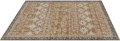 VEVOR 7.5 x 9.5 ft Area Rug Large Washable Rug Non-Slip and Tear-Resistant Soft Carpet Pet & Child Friendly Vintage Area Rugs Indoor Mat for Bedroom Living Room Office Entryway Brown Green