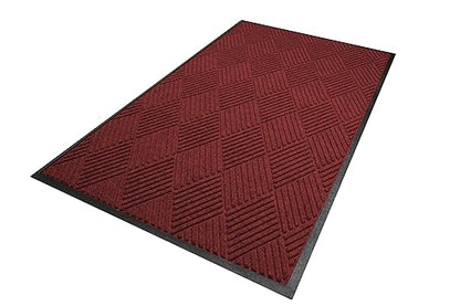 WaterHog Diamond | Commercial-Grade Entrance Mat with Rubber Border – Indoor/Outdoor, Quick Drying, Stain Resistant Door Mat (Red/Black, 3' x 10')