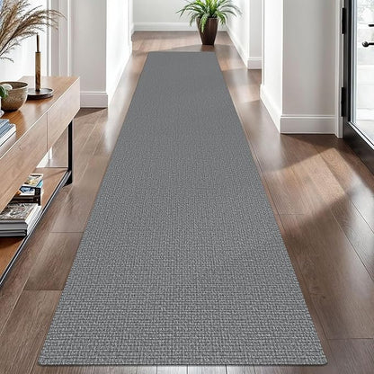 EARTHALL Washable Runner Rug 2.6x10 Ft Non Slip Runners for Hallways Cotton Rubber Backed Kitchen Runner Braided Indoor Floor Carpet Runners for Entryway, Hallway, Kitchen, Bedroom, Charcoal Gray