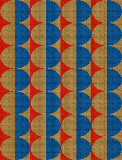 Modern Geometric Area Rug with 3D Layered Double Circle Texture Blue and Brown Red Abstract Minimalist Rugs for Living Room Bedroom Nursery Room Playroom Home Office Washable Indoor Carpet 5x8