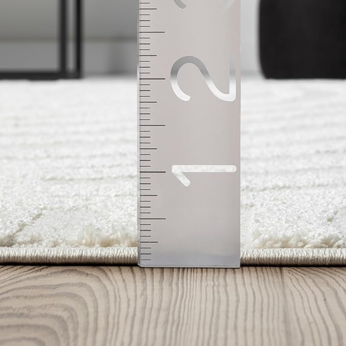 Abani Nomad Cream Tone-on-Tone Area Rug 6' x 9' for Living Room, Bedroom - Linear Curves Pattern - Durable & Easy to Clean