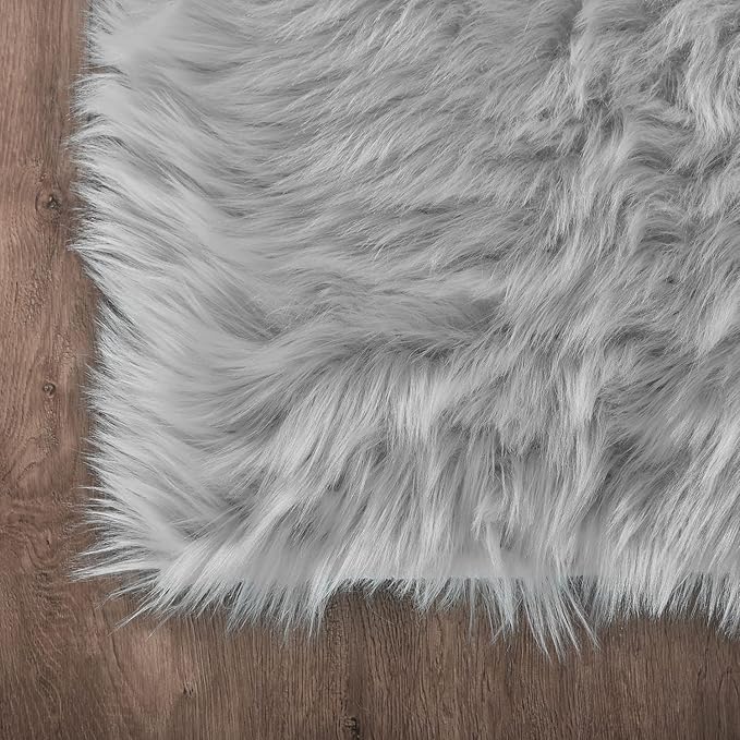 Latepis Grey 6x9 Area Rugs Faux Fur Sheepskin Rug for Living Room Fluffy Washable Rugs for Bedroom Teen Bedroom Decor