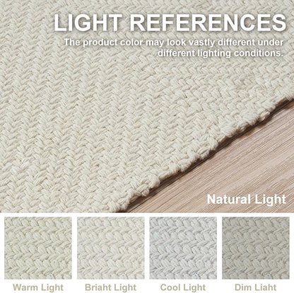 Collive 2x6 Runners for Hallway, Woven Reversible Washable Entryway Runner Rug, White/Beige Cotton Modern Farmhouse Laundry Room Carpet for Bathroom Sink Foyer Bedroom
