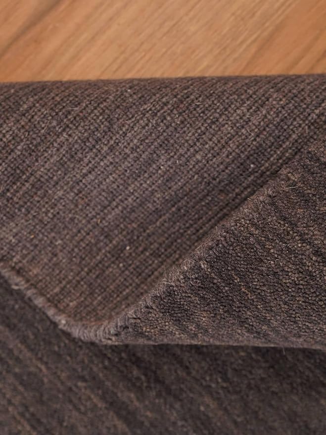 Hand Knotted Loom Wool ECO-Friendly Area Rugs - 6'x9', Rectangle, Charcoal Color, Solid Plain Design, High Pile Handmade Anti Skid Area Rugs for Living Room, Bed Room (L00111)