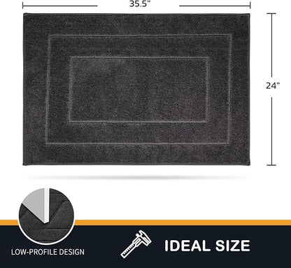 PURRUGS Dirt Trapping Door Mat 24" x 35.5", Non-Slip/Skid Machine Washable Entryway Rug, Dog Doormat, Super Absorbent Welcome Mat for Muddy Wet Shoes and Paws, Charcoal