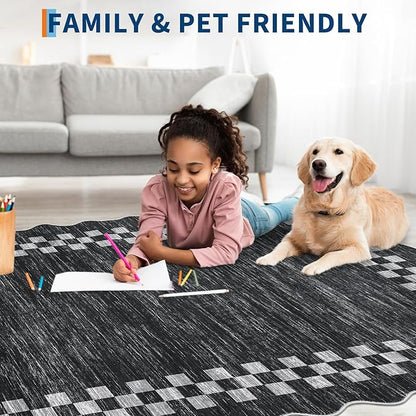 GarveeHome Scalloped Round Rug 4ft Modern Solid Color Circle Rugs Non Slip Low Pile Living Room Throw Carpat Washable Bedroom Scalloped Round Area Rug Stain Resistant Bordered Rug for Kitchen, 4'x4'