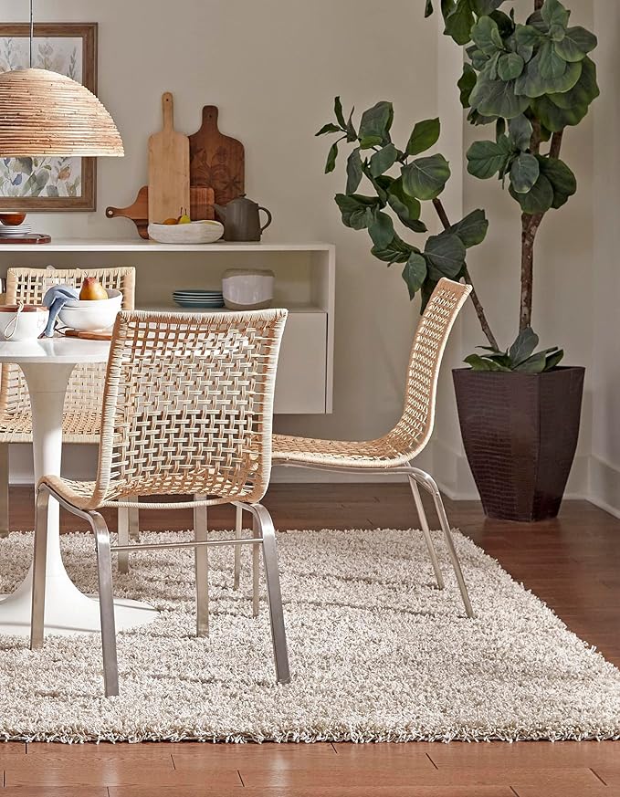 Unique Loom Solid Shag Collection Area Rug (5' 1" Square, Taupe)
