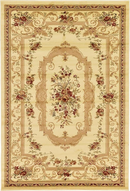 Rugs.com Chateau Collection Rug – 6' x 9' Cream Medium Rug Perfect for Bedrooms, Dining Rooms, Living Rooms