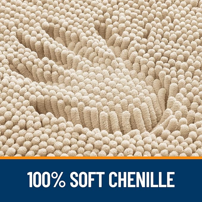 OLANLY Bathroom Rugs 36x24, Extra Soft Absorbent Chenille Bath Rugs, Rubber Backing Quick Dry, Machine Washable Bath Mats for Bathroom Floor, Tub and Shower, Home Decor Accessories, Beige