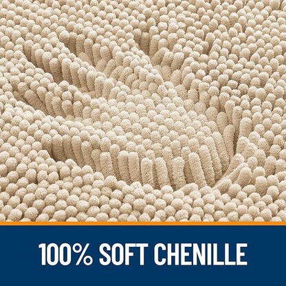 OLANLY Bathroom Rugs 47x20, Extra Soft Absorbent Chenille Bath Rugs, Rubber Backing Quick Dry, Machine Washable Bath Mats for Bathroom Floor, Tub and Shower, Home Decor Accessories, Beige