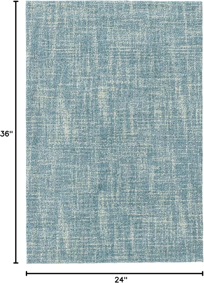 Dash and Albert Crosshatch Wool Area Rug - 2' x 3' Aegean Solid Hand Micro Hooked Accent Rug - Durable, High Traffic Areas Bedroom, Hallway, Stairs - Premium Luxury Hotel Quality Soft Breathable