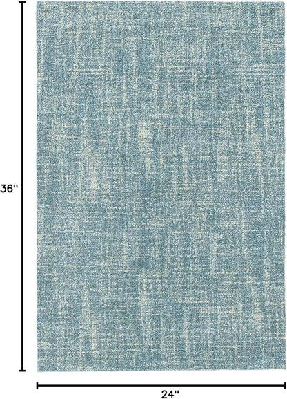 Dash and Albert Crosshatch Wool Area Rug - 2' x 3' Aegean Solid Hand Micro Hooked Accent Rug - Durable, High Traffic Areas Bedroom, Hallway, Stairs - Premium Luxury Hotel Quality Soft Breathable