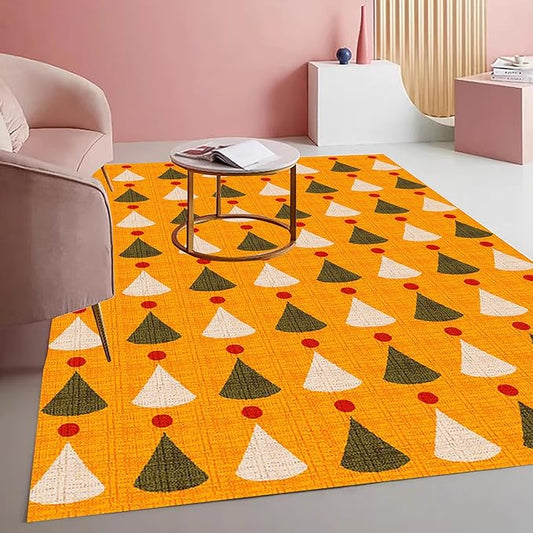 Soft Burnt Orange and Red 3D Texture Rug 2x6 Mid Century Modern Washable Area Rugs for Bedroom Dining Room Nursery Room Living Room Low Pile Durable Floor Deco Indoor Carpet Cute Bathmat