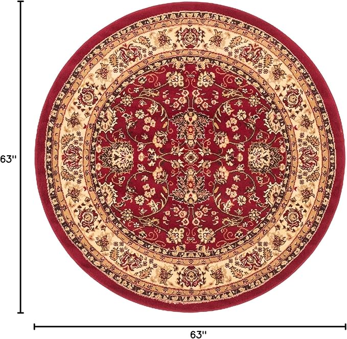 Unique Loom Sialk Hill Collection Area Rug - Washington (5' Round Burgundy/Cream)