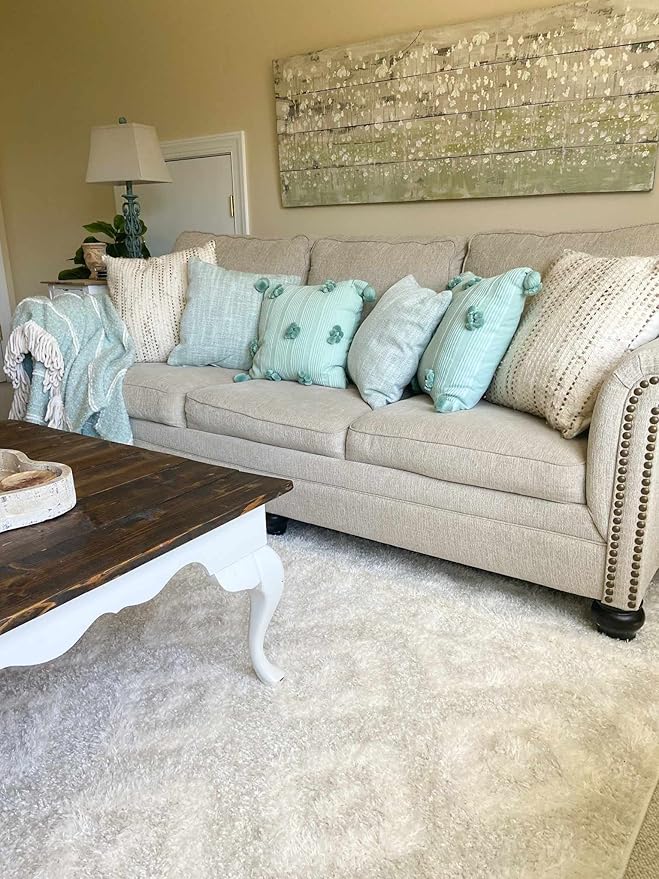 Hauteloom Eivin Living Room, Bedroom Area Rug - Plush Pile - Cream - 6'7" x 9'