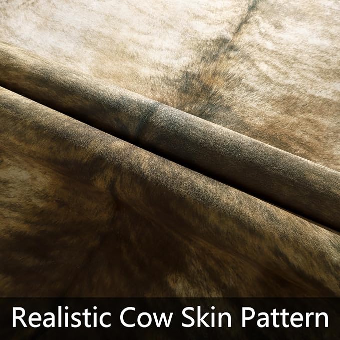 AROGAN Western Decor Faux Fur Cowhide Rug, 3.6 x 2.3 Feet Premium Animal Skin Cow Hide Rug, Sturdy Cow Print Rugs for Wall Decor, Western Floor Carpet for Bedroom Living Room, Brownish
