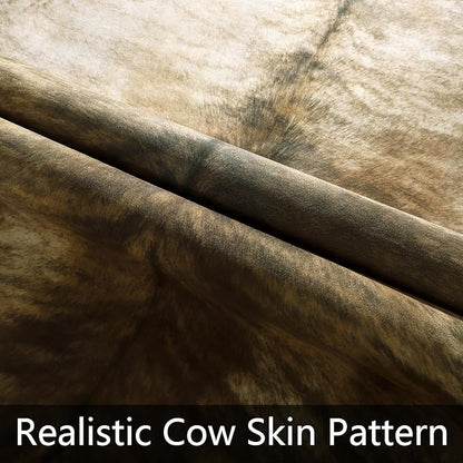 AROGAN Western Decor Faux Fur Cowhide Rug, 7 x 6.2 Feet Premium Animal Skin Cow Hide Rug, Durable Cow Print Rugs for Wall Decor, Western Floor Carpet for Bedroom Living Room, Brownish