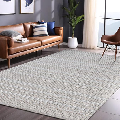 Modern Indoor Rug Stripe 4x6 Area Rugs for Living Room Luxury Kitchen Bedroom Durable Soft Geometric Durable Low and High Pile Stain Resistant Non Shedding Area Carpet 4x6