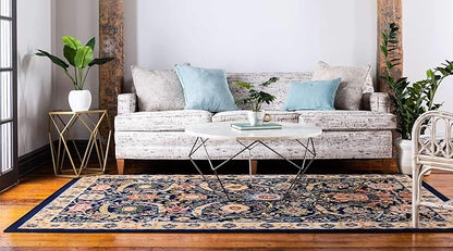 Unique Loom Espahan Collection Area Rug - Cape Cod (5' 1" x 8' Rectangle, Navy Blue/ Black)