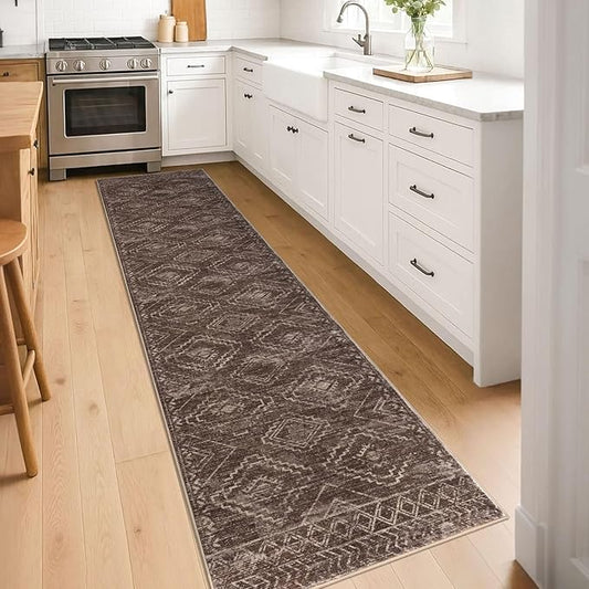 KILOCOCO Hallway Runner Rug 2'x8' Runners for Hallways Washable Runner Rug Non Slip Laundry Room Rug Low-Pile Rug Runner for Bedroom Kitchen Living Room Boho Rug, Rust Red