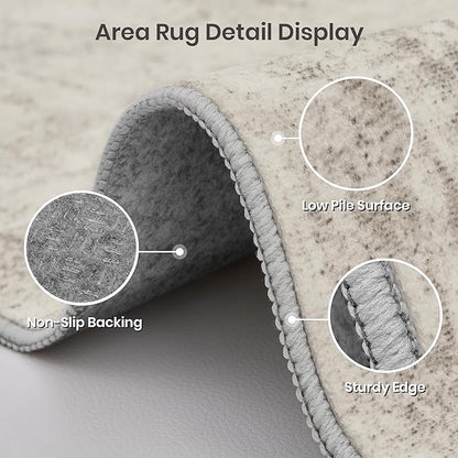 Valenrug Washable Rug 6x9 - Stain Resistant 6x9 Area Rugs for Living Room, Non Slip Backing Printed Rugs for Bedroom, Folable Machine Washable Area Rug(Beige,6'x9')