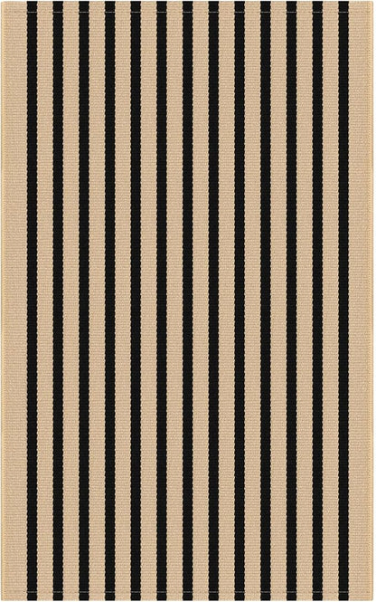 KOZYFLY Brown and Black Striped Porch Rug 27.5x43 Inches Area Rug Washable Outdoor Doormat Front Door Mat Cotton Striped Indoor Outdoor Rugsfor Front Door Kitchen Entryway Patio Porch