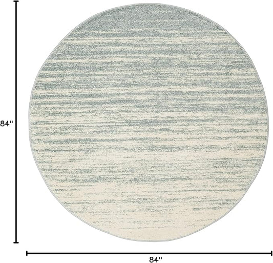 SAFAVIEH Adirondack Collection Area Rug - 7' Round, Slate & Cream, Modern Ombre Design, Non Shedding & Easy to Clean, Ideal for Living Room, Bedroom, Office, Dining Space (ADR113T)