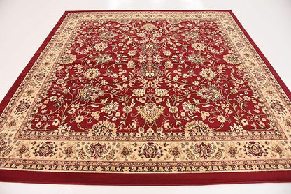 Unique Loom Sialk Hill Collection Area Rug - Washington (7' 10" Square Burgundy/Cream)