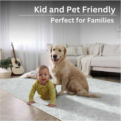 Bloom Rugs Washable Non-Slip 10 ft Runner - Gray/Pebble Striped Runner for Entryway, Hallway, Bathroom, and Kitchen - Exact Size: 2.5' x 10'