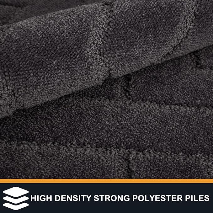 PURRUGS Easy Care Area Rug 4ft x 6ft, Non-Slip Machine Washable Entry Rug, Dog Door Mat, Stain Resistant Accent Rug for Hallway, Bedroom, Living Room and Mudroom, Charcoal