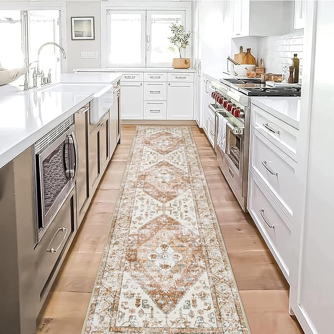 Lahome Boho Carpet Runners for Hallway 2x10 Washable Non-Slip Runner Rug Non-Shedding Lightweitht Long Kitchen Carpet, Oriental Distressed Print Floor Mat for Entrance Laundry Room Foyer
