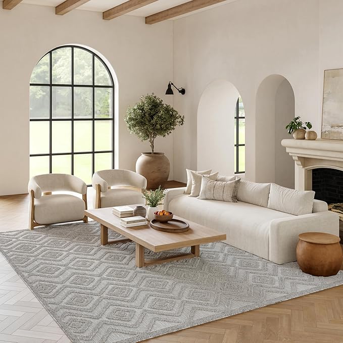 Nourison Home Versatile Silver Grey 7' x 10' Area Rug - Easy Clean, Non Shedding, Bed Room, Living Room, Dining Room, Kitchen (7' x 10')