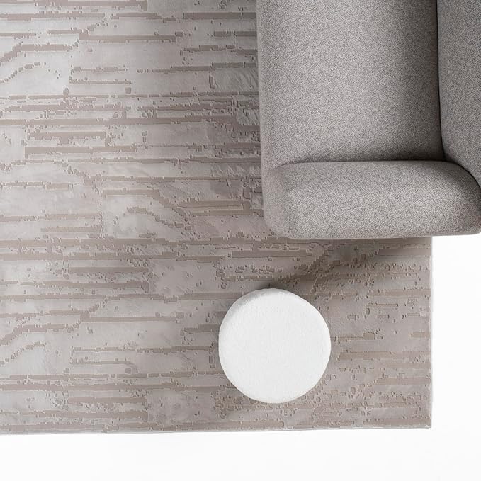 Revival Rugs Ebb 6'7"x9' Washable Area Rug for Living Room Bedroom - 100% Recycled Oeko-TEX Certified, Medium Pile, Taupe