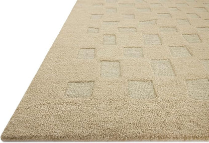 Loloi Leanne Ford Craven Collection CVN-04 Oatmeal/Dove 9'-3" x 13' Area Rug Checkered, Patterned, Neutral, Living Room, Bedroom, Dining Room