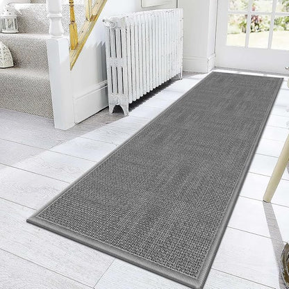 GOYLSER Gray 2x10 Runner Rug for Hallway, Water Absorbent Laundry Room Rug Runner, Natural Jute Long Carpet Runners for Hallway