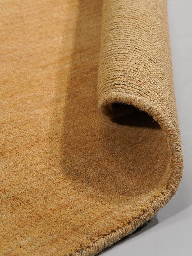 Hand Knotted Loom Wool ECO-Friendly Area Rugs - 8'x8', Octagon, Gold Color, Solid Plain Design, High Pile Thick Handmade Anti Skid Area Rugs for Living Room, Bed Room (L00111)