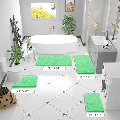 OLANLY Bathroom Rugs 44x24, Extra Soft Absorbent Chenille Bath Rugs, Rubber Backing Quick Dry, Machine Washable Bath Mats for Bathroom Floor, Tub and Shower, Home Decor Accessories, Mint Green